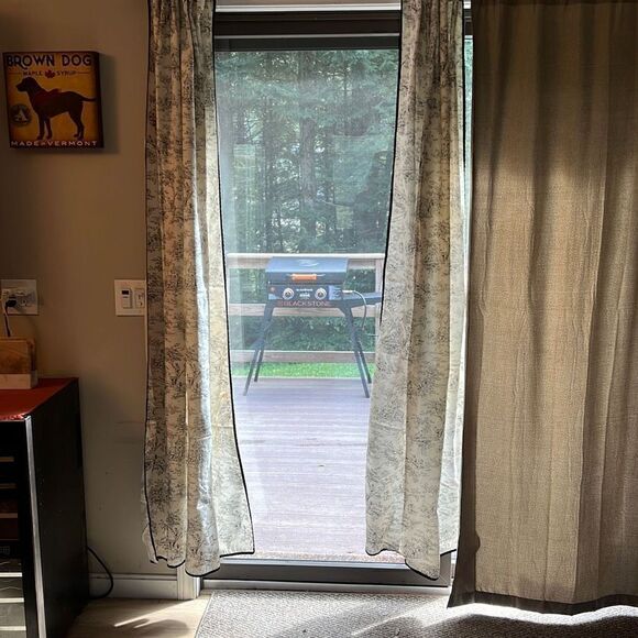 Bloom Craft Home Cotton 4 Piece Floral Curtain Panel Black White Size 41"x75" - Picture 6 of 10